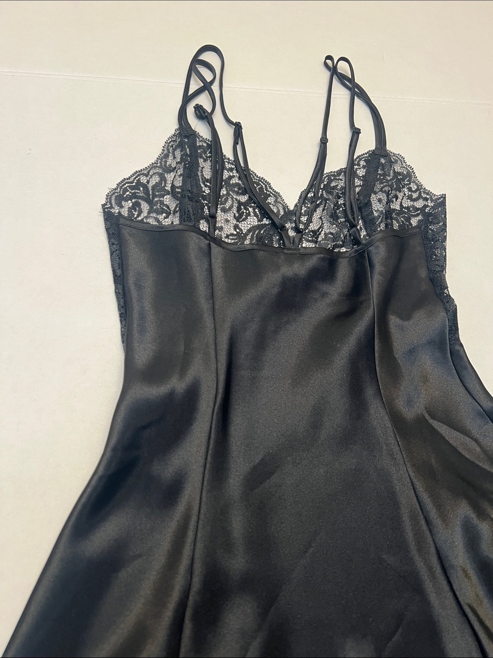 Y2K VICTORIA’S SECRET CROWN GOLD LABEL VAMP GOTH BLACK SLIP DRESS NIGHTIE XS - Picture 4 of 11